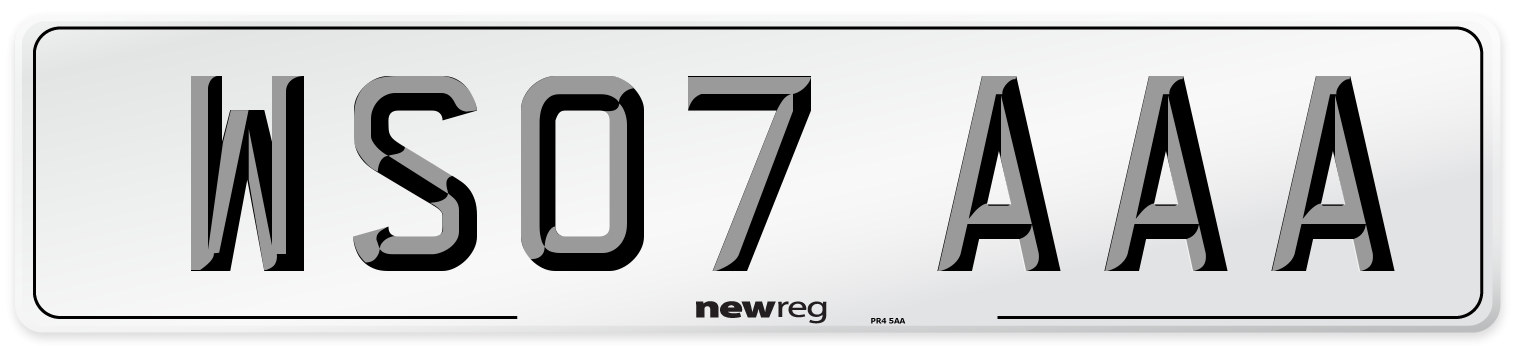 WS07 AAA Number Plate from New Reg